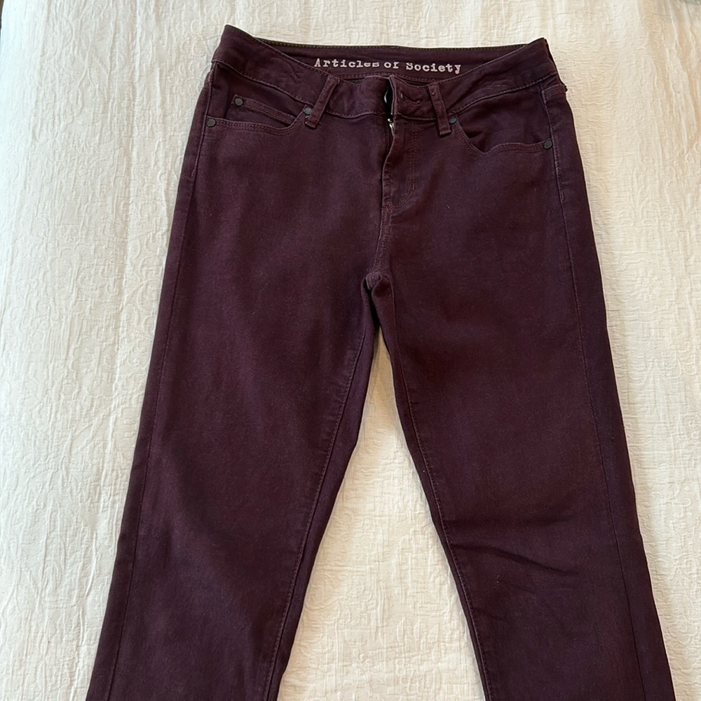 Articles of Society jeans with tapered leg and frayed hems